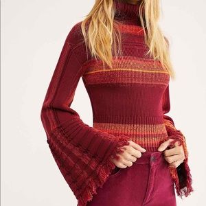 Free People “Close to Me Pullover” Red NWT L & XS
